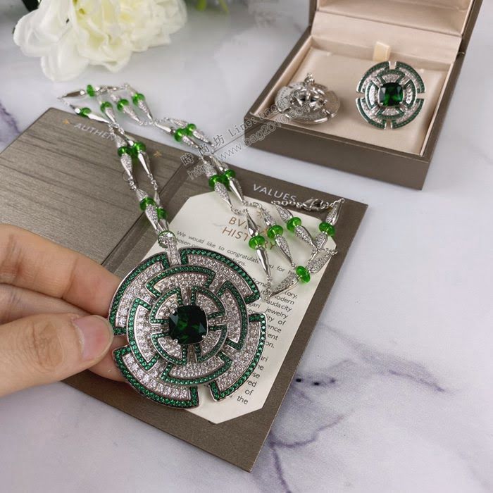 Bvlgari飾品 寶格麗精工大綠餅項鏈 秋冬火爆寶格麗圓餅項鏈  zgbq3308
